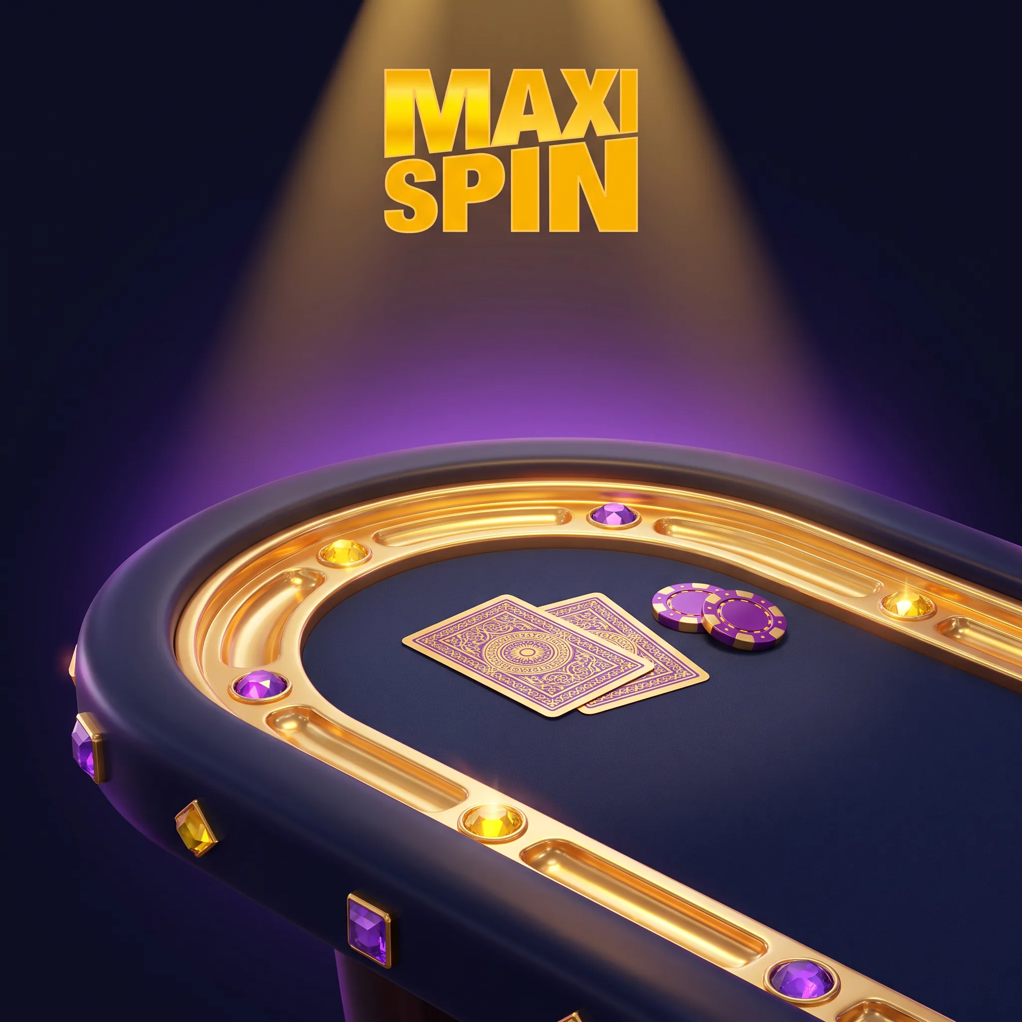 Gouden speeltafel met paarse en gouden fiches van MaxiSpin