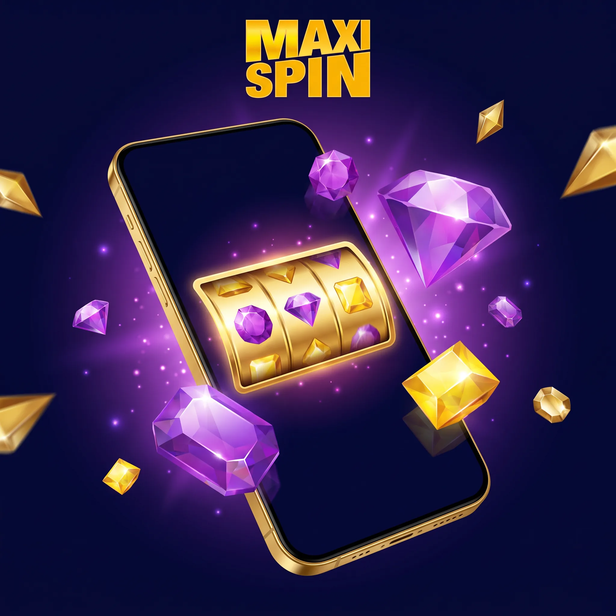 MaxiSpin op een mobiele telefoon met gouden speelrollen