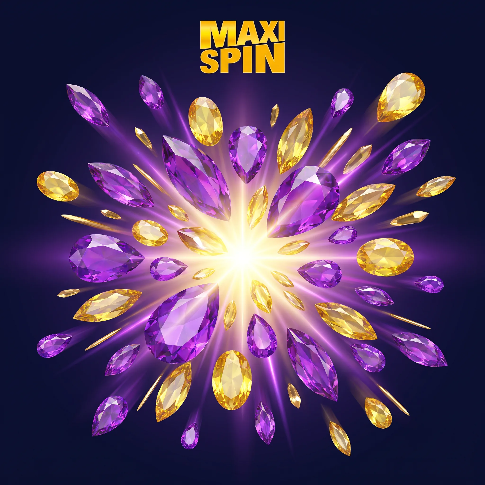 Het MaxiSpin-welkomstpakket met paarse en gouden edelstenen